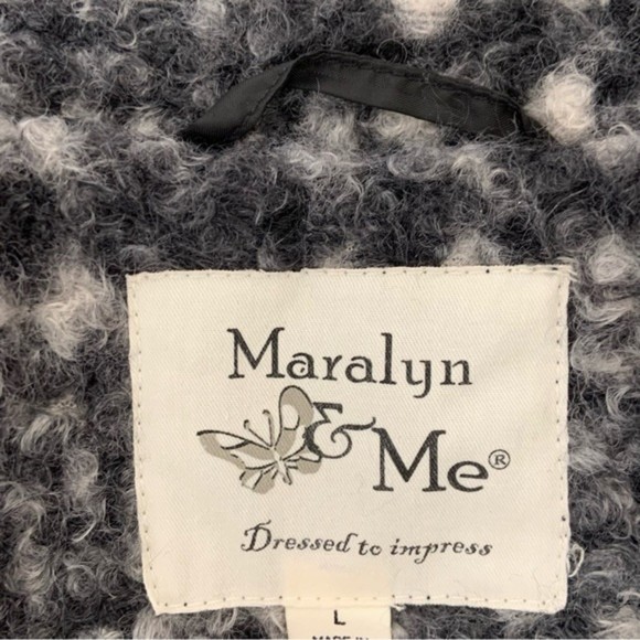 Maralyn & Me Black White Polyester DB Pea Coat F - Picture 8 of 12